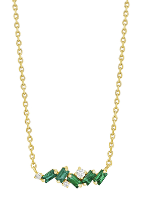 Frenzy Mini Bar Pendant, 18k Yellow Gold & Emeralds